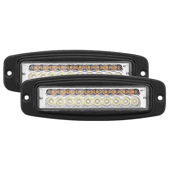 2x 7 tum Dubbelfärgad 100w LED Arbetsljusramp Infälld Montering Flood Kördimma