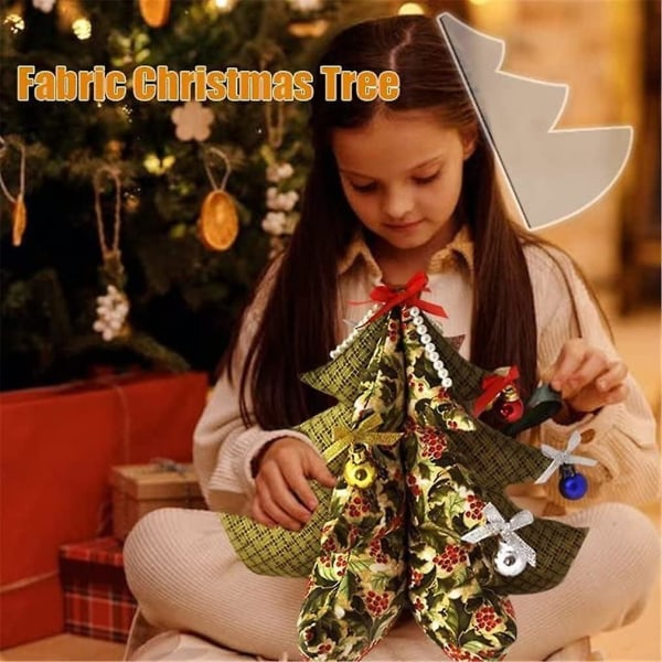 3 stk Stof juletræsskabelon, håndlavet quiltningssæt mønsterskabelon til 3 størrelser, DIY Cut On Fold skabeloner