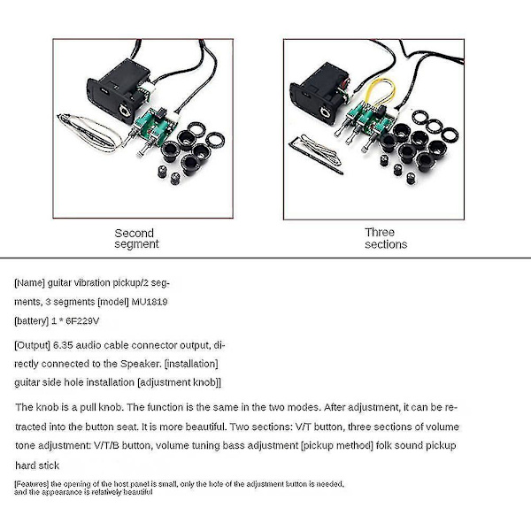 3-bånds akustisk klassisk gitar equalizer guitarra eq preamp pickup
