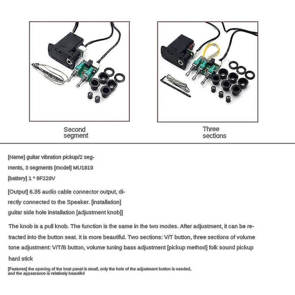 3-bånds akustisk klassisk guitar equalizer Guitarra Eq Preamp Pickup