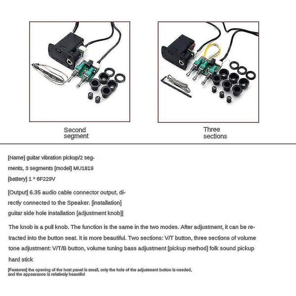 3-bånds akustisk klassisk guitar-equalizer Guitarra Eq Preamp pickup