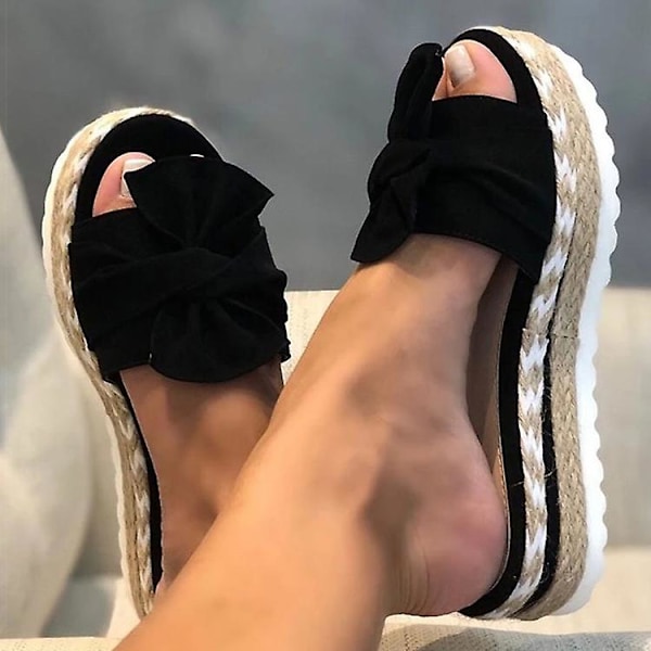 Sandaler Dame Hæler Sandaler Med Kiler Sko Til Dame Platform Sandaler Sommer Tøfler Sandalias Elegant Sommersko black 40