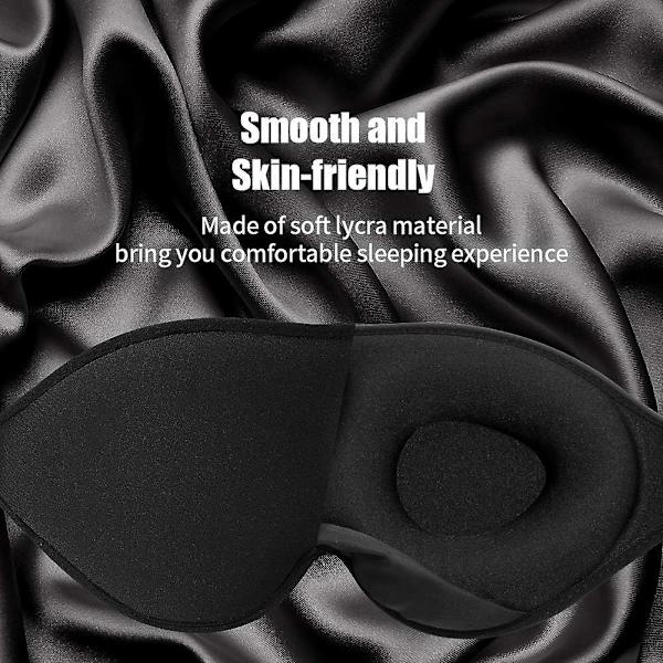 Päivitetty unimaski ja silmämaski naisille ja miehille, pehmeä 3D-muotoiltu Lycra-materiaali silmämaski, 100 % valoa estävät unilasit matkustamiseen, päiväunille musta