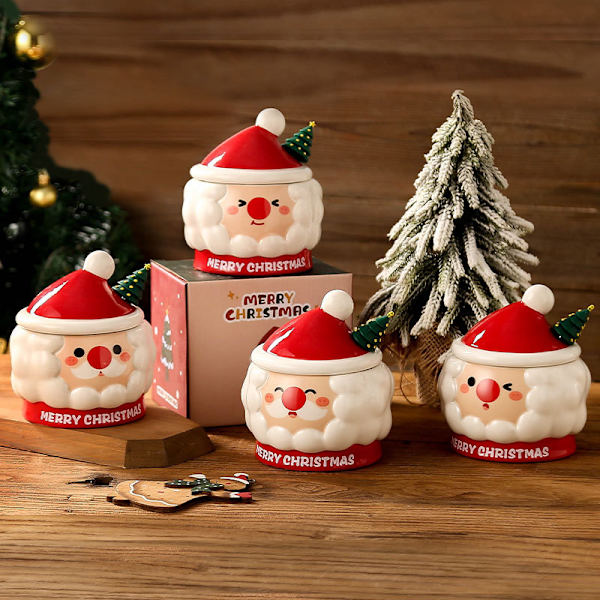 Julekop Kreativ Julekop Julemandskop Med Låg Ske Kop Souvenir Vandkop Gave Håndmalet santa claus mixed color 1 box 48 pcs 301-400ml