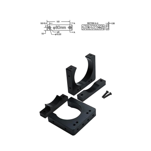 2 stk. CNC-graveringsmaskine Diameter 80mm Spindelmotorholder Aluminiumstøtte Montering Base Brac