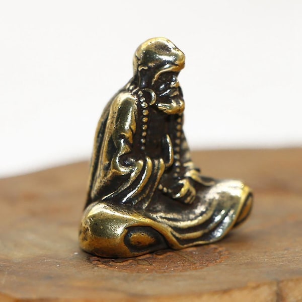 Retro messing Dharma Buddha Mini Statue Bodhidharma Master Figurer Skrivebordsdekorasjon Håndverk Gaver