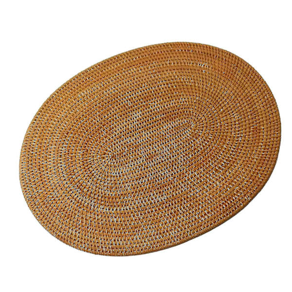 Rattan-punotut ruokailualuset, soikeat pöytäalustat, liukumattomat, 30x40cm