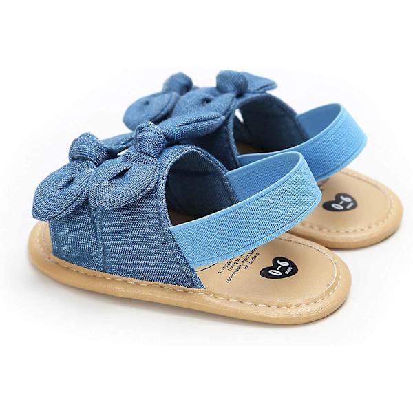 Spädbarn Baby Pojkar Flickor Sommar Strand Andningsbar Athleticsports Anti-halk Sandaler Mjuk Sula Nyfödd Första Walker Spjälskor d-bow-denim 0-6 months infant