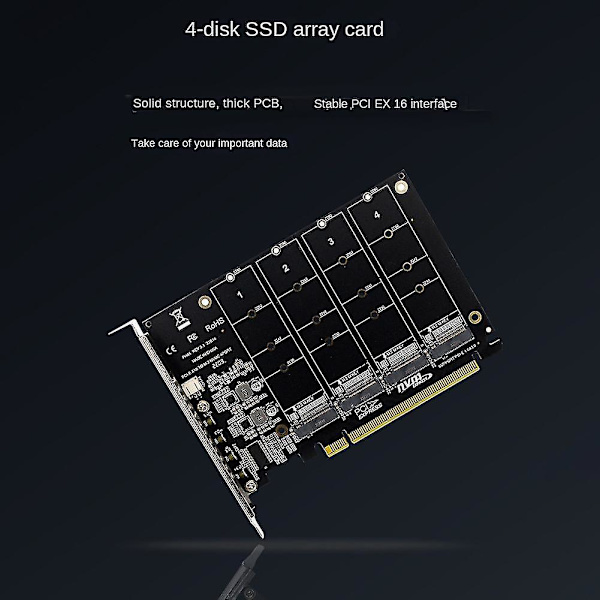 Ph44 Nvme 4-disk Array Card Pci-e Raid Card Signal Splitting Expansion Card Nvme Raid Pcie 4.0 3.0