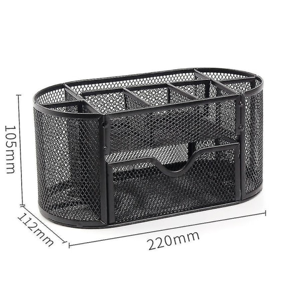 Skrivebordstilbehørs Organizer Caddy Mesh Opbevaringskurve Metal Mesh Desktop Fil Sorter Organiser, Sort