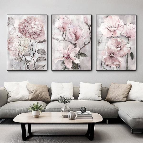 Affisch med rosa blomdekoration, print på duk