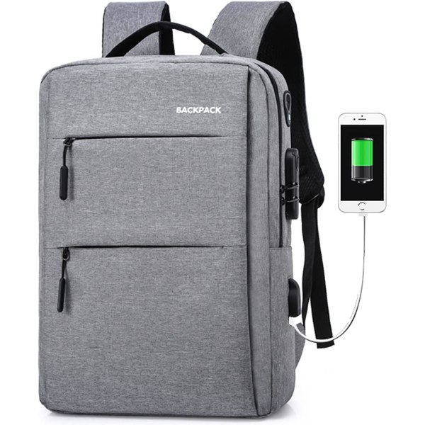 Laptop-rygsæk, tyverisikre rejseforretningsrygsæk med usb-opladningsport og hovedtelefongrænseflade, stor Compu
