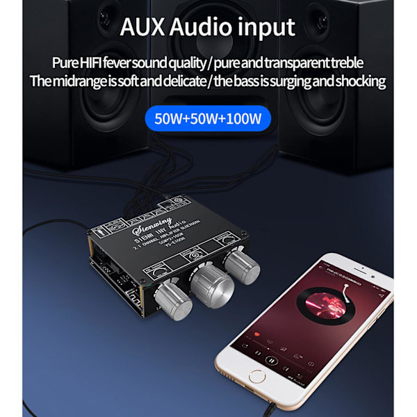 E100h 2.1-kanals Bluetooth-kompatibel förstärkarpanel 50wx2+100w