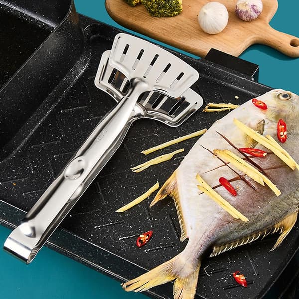Rustfrie stålmateriale matflipping spatler tenger klips for Bbq pizza brød