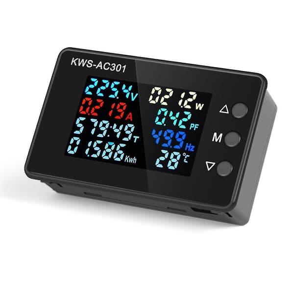 Digitalt display strømmåler 50-300v AC wattmeter multifunksjons elektrisk måler strømsensor