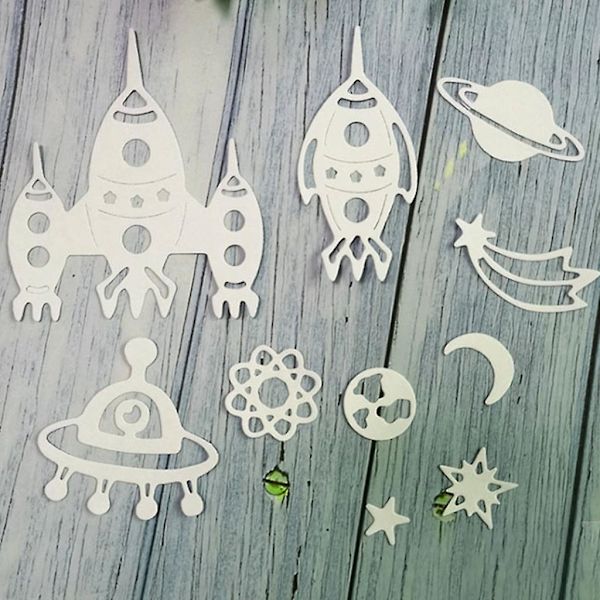 Planet Moon Metallskärning Stämplar Stencil Diy Scrapbooking Album Papperskort Mall Form Prägling Hantverk Dekoration
