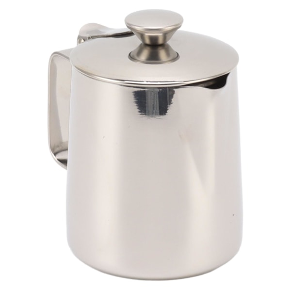 350 ml melkeskummer i rustfritt stål med lokk - perfekt for cappuccino og kaffeskum