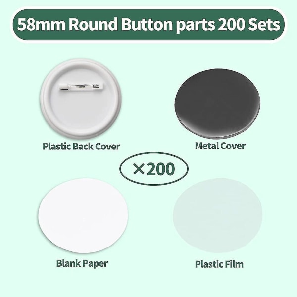 200 sæt 58mm Blank Button Badge Dele Til Knap Machine 58mm