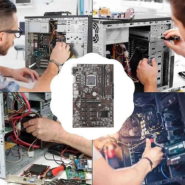 B250b 12p Btc Mining Bundtplade + Termisk Pasta + Switch Kabel + SATA Kabel 12x Pcie Lga1151 Ddr4 Ram S