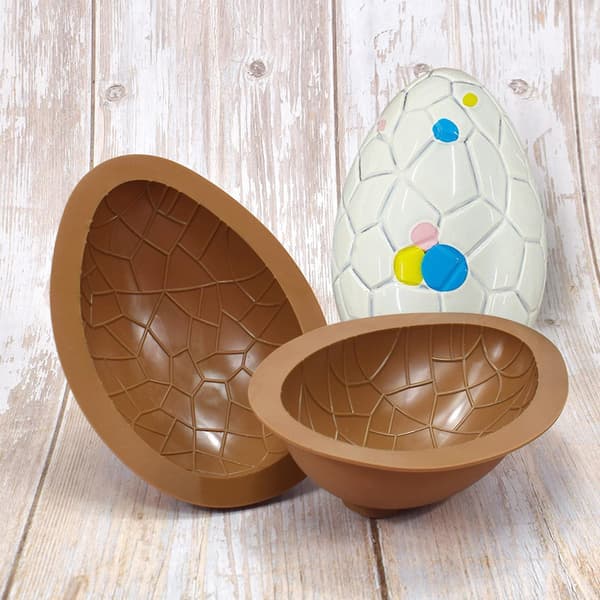2-delt 3D halv eggformet silikonform fondantkakedekoreringstilbehør