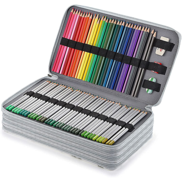 Penalhus Studerende Pen Wrap til farveblyanter - stor kapacitet 300 blyantholder pose Opbevaringspose Papirforretning, marmor (ingen blyanter)