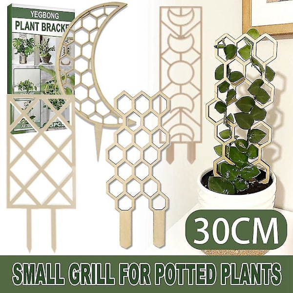 3 stk. klatrevinstativ til potteplanter, træstøtte, dekorativt espalier til blomster, C-formet