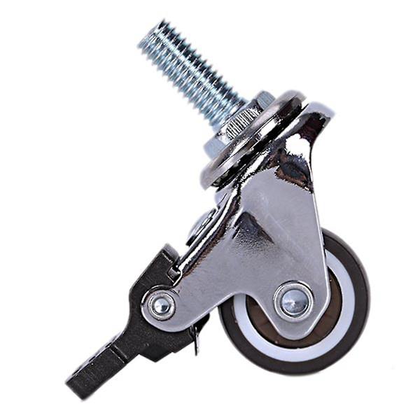 Mini hjul 1 tommer M8x15mm Tpesilent hjul med bremse Universal møbelhjul --4 pakket