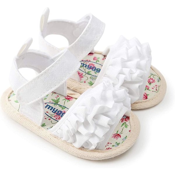 Spädbarn Baby Pojkar Flickor Sommar Strand Andningsbar Athleticsports Anti-halk Sandaler Mjuk Sula Nyfödd Första Walker Spjälskor c-white-dress 12-18 months infant