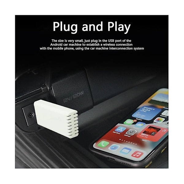 Trådlös CarPlay-adapter för bilstereo med USB-kontakt, Plug and Play, smart länk, automatisk telefonanslutning