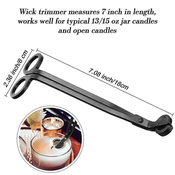 Candle Wick Trimmer Candle Cutter Rustfritt stål Wick Clipper Scissor Candle Tool (matt svart, 2