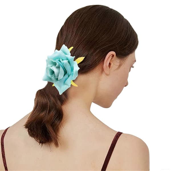 Blomsterhårband Blomsterhårtofsar för kvinnor Blomsterhästsvanshållare Rosetttofsar Hårrep Elastiskt hårband Vit White