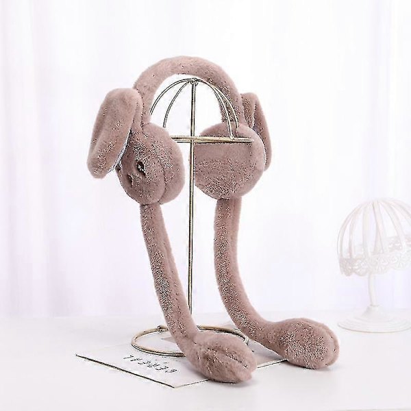 Plush Öronmuffar Kaninöron Rörliga Öron Vinter Varma Öron Skydd khaki