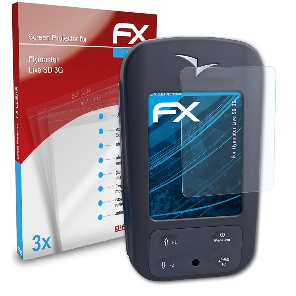 atFoliX 3x beskyttelsesfolie kompatibel med Flymaster Live SD 3G skjermbeskyttelse klar
