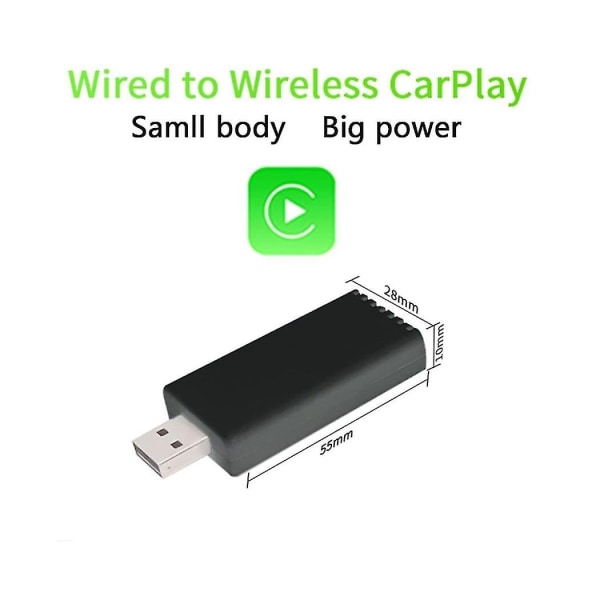 Kiinnitetty langattomaan Carplay-sovittimeen autostereo USB liitännällä ja toistolla Smart Link -puhelin automaattinen liitäntä