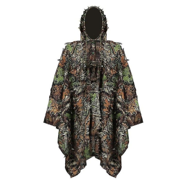 3D Løvrike Blader Klær Jungel Woodland Jakt Camo Poncho Kappe