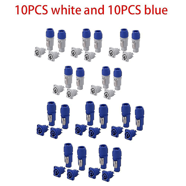 20 st Speakon hane Powercon typ A ingång+utgång chassipaneladapter 3 stift Powercon högtalare C