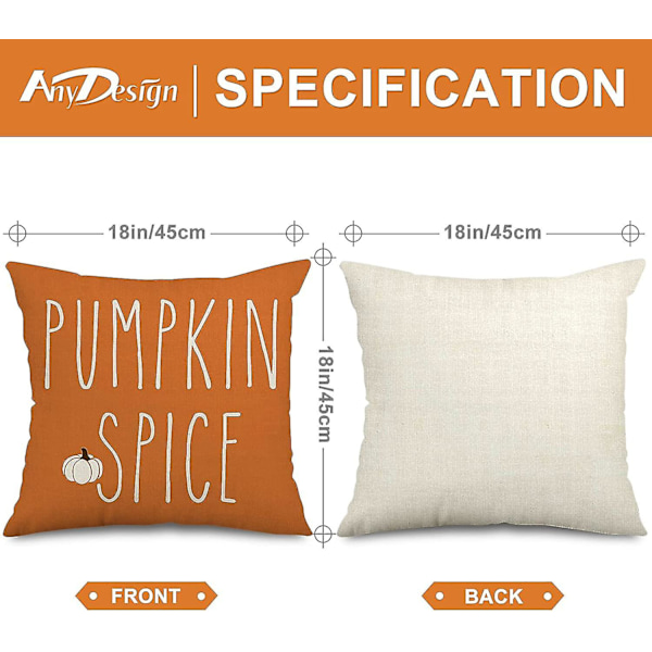 Höst Kuddfodral Orange Pumpa Lönnlöv Kuddfodral Pumpa Krydda Hej
