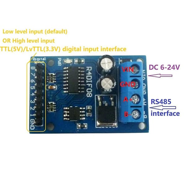 Rs485 8-kanals Modbus RTU-switchmodul med automatisk statusrapportering