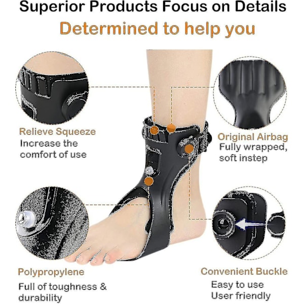 1 pakke Drop Foot Brace - 2023 Opgraderet Medicinsk Fod Up Ortose Støtte Med Oppustelig Airbag