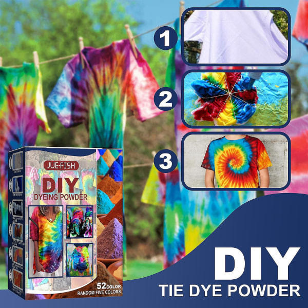 3-boks Tie-dye pulver Håndlaget DIY Tie-dye Pigment Reactive Tie-dye Pulver Kokefrie klær Farging Fargeendring pigment