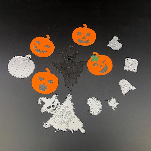 Halloween Spöke Pumpa Metall Skärmaskin Stencil Diy Scrapbooking Album Papperskort Mall Gjutform Prägling Hantverk Dekoration