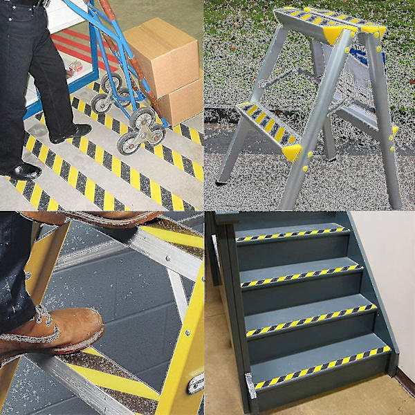 Varningstape, Varningstape halkfri säkerhetstejp gul och svart tejp självhäftande markeringstejp för inomhus- och utomhustrapper steg 5cm*5m Auspicious