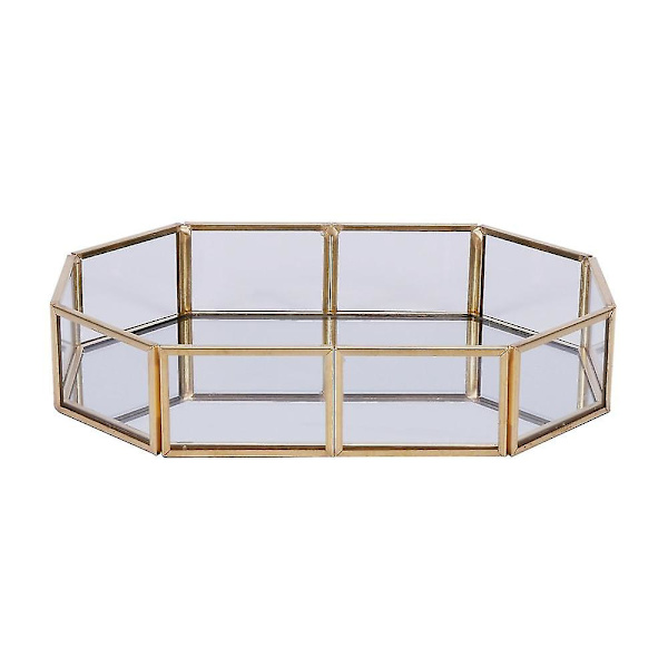 Nordisk stil glas kobber geometri opbevaringskurve boks enkelhed stil hjem arrangør til smykker