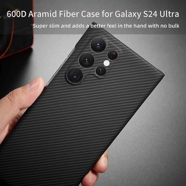 Aramid Fiber Etui til Samsung Galaxy S24 Ultra 5g med Carbon Fiber Tekstur, Super Slim Carbon Fiber S24 Ultra Magsafe Etui Soft Touch Robust Holdbar