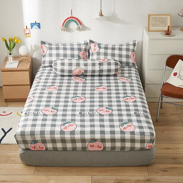 Laken med elastisk bånd rutete polygonmønster Gotisk sengetøy laken Luksus sengetepper til dobbeltseng 150x200cm