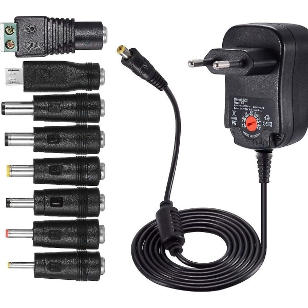 12w Ac Dc Power Supply Adapter With 8connectors,115cm Charging Cable