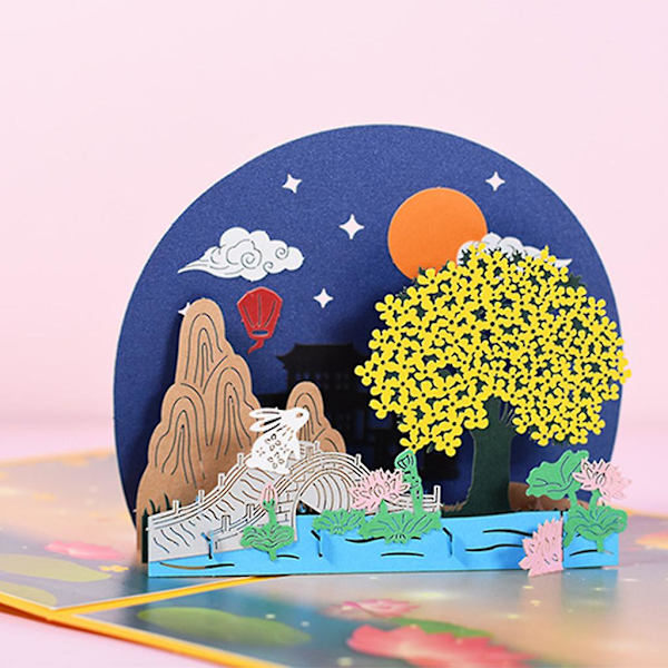 Mid-Autumn Festival 3D Pop-up lykønskningskort til takkeferie fødselsdagskort