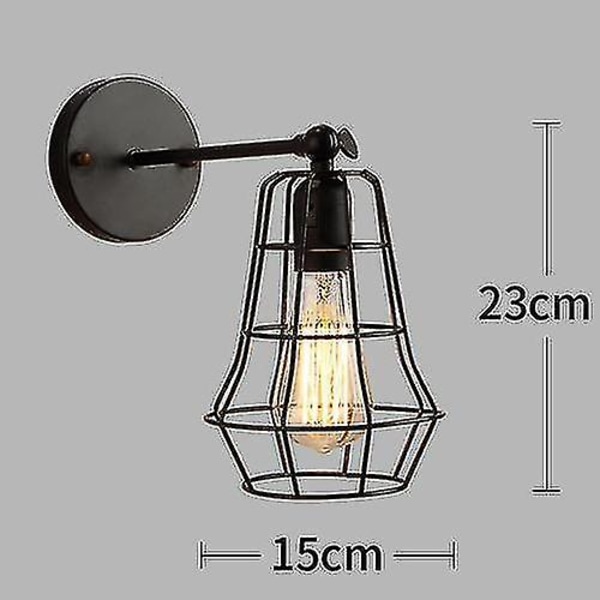 LED Industriell Vägglampa Svart E27 Retro Vägglampa Vägglampa Industriell Belysning Inomhus
