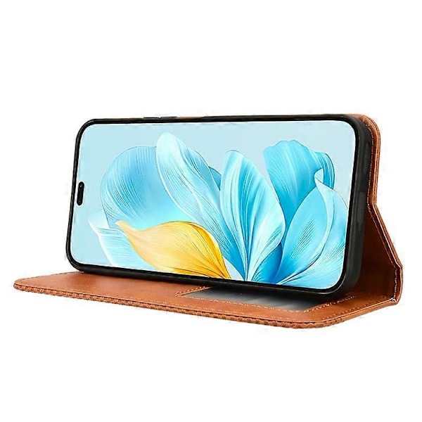 Kompatibelt Plånboksfodral i Läder för Honor 200 Lite med Ställ, Grossist Telefonfodral brown