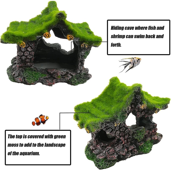 Harpiks Akvarium Hus Fisk Reke Reir Flokking Mose Gjemmested Fisk Tank Landskap Ornament